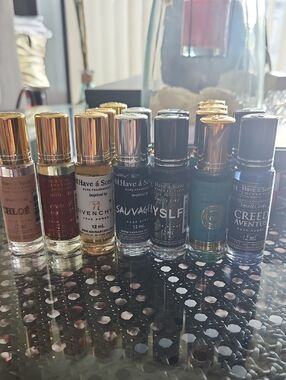 Have a Scent Mini Fragrance Gold Caps with Red, Clear, Teal, and Pink RollIons